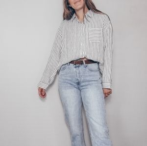 Linen striped button-up